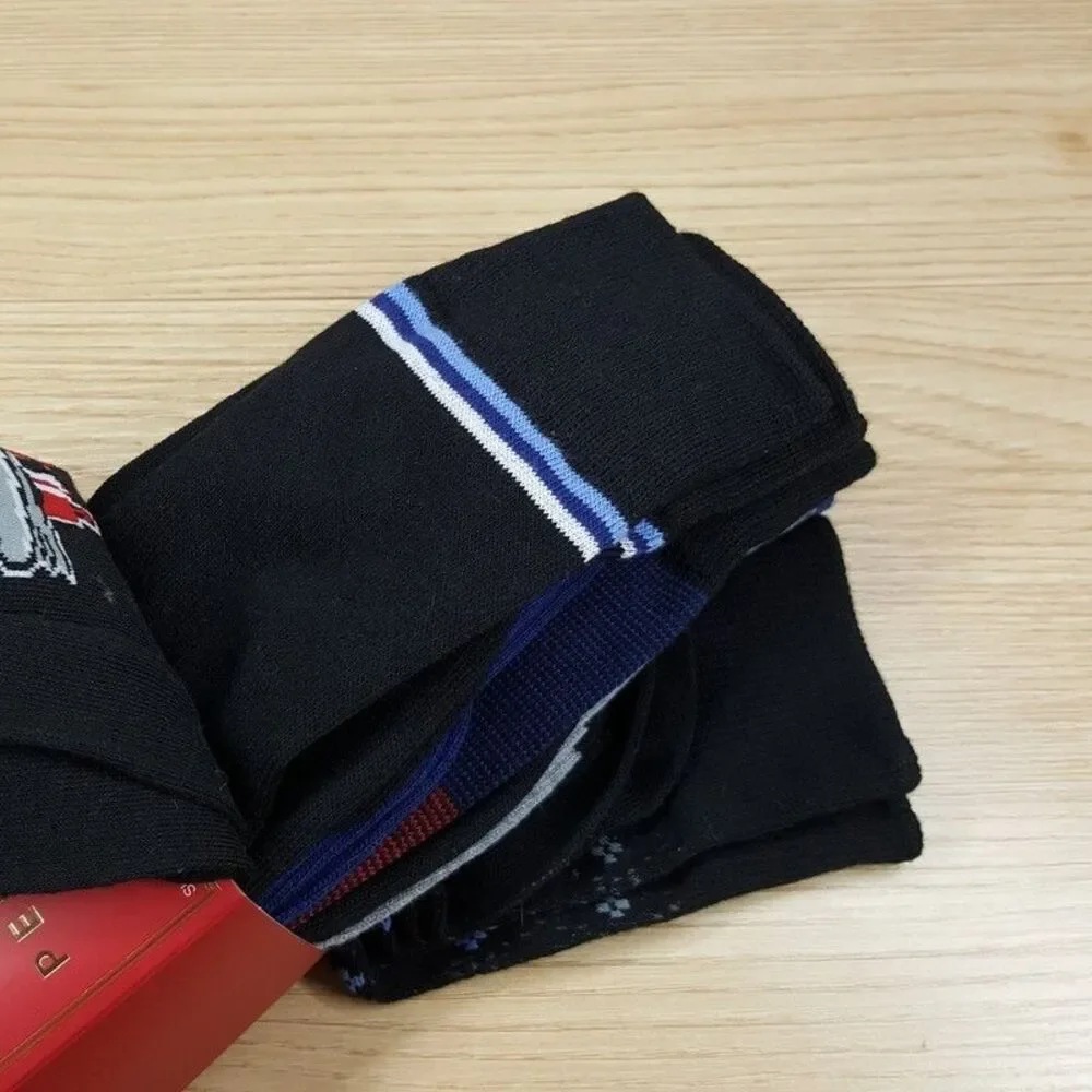 PERRY ELLIS Crew Socks 6-Pack Black Casual Comfort Stretch Smooth Toe Christmas